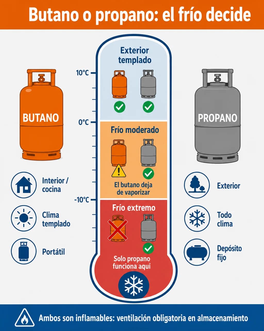Infografía: diferencias butano propano, usos y seguridad